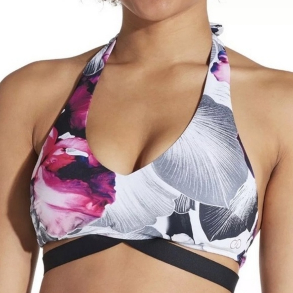 CALIA Iris Floral Halter Bikini Top